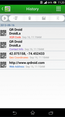 Скриншот приложения QR Droid Private - №4