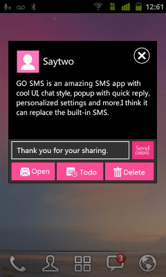 Скриншот приложения GO SMS Pro WP8 PinK ThemeEX - №2