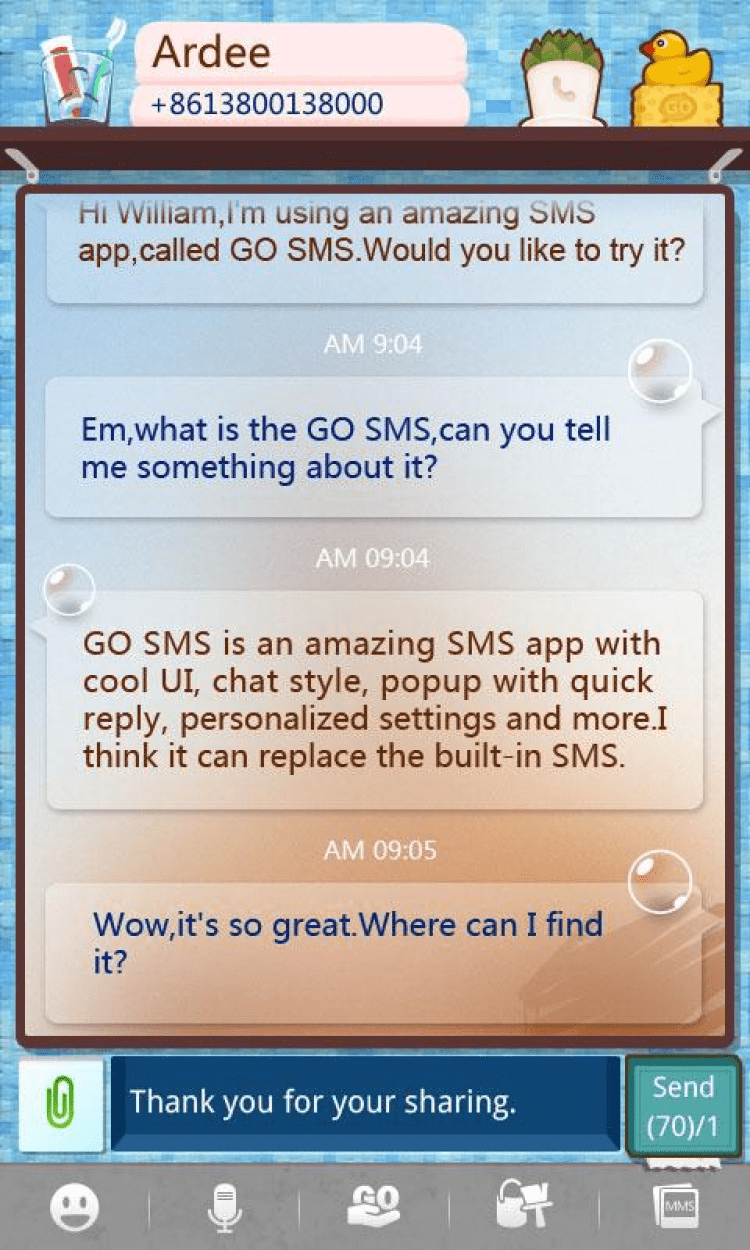 Chat in sms go go GO Chat
