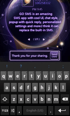 Скриншот приложения GOSMSPro GlarePlanet Popup Thx - №3