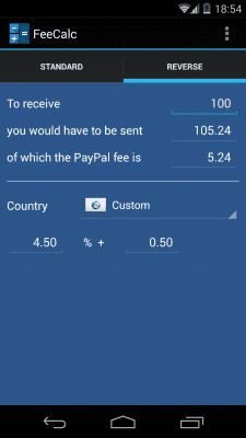 Скриншот приложения FeeCalc (for PayPal) - №4