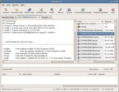 Скриншот приложения LinuxDC++ - №1