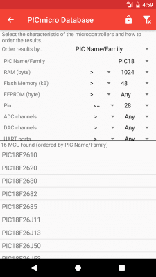 Скриншот приложения PICmicro Database - №5