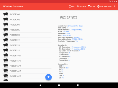 Скриншот приложения PICmicro Database - №10