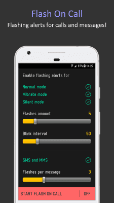 Скриншот приложения Flash On Call (SMS Alerts) - №1