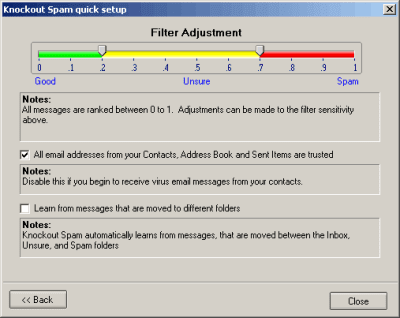 Скриншот приложения Knockout Spam for Outlook 2000/2002/2003 - №1