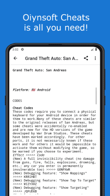 Скриншот приложения Oiynsoft Cheats - №4