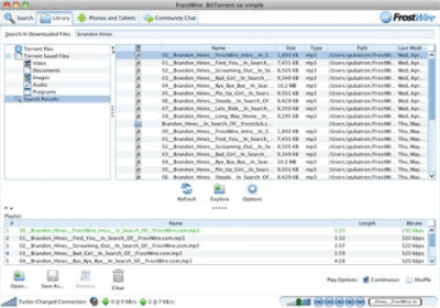 Скриншот приложения FrostWire для Linux - №2