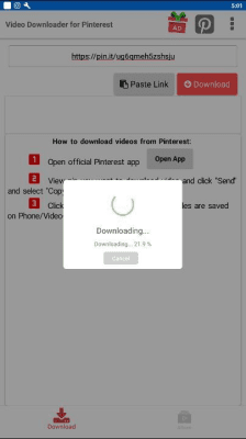 Скриншот приложения Video Downloader for Pinterest - №2