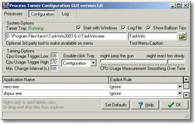 Скриншот приложения Process Tamer - №3