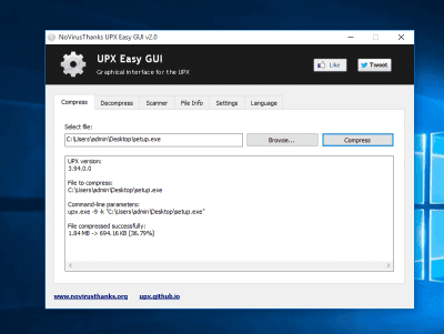 Скриншот приложения UPX Easy GUI - №1