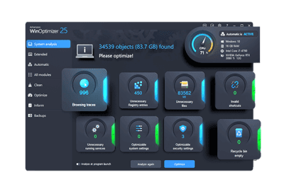 Скриншот приложения Ashampoo WinOptimizer - №3