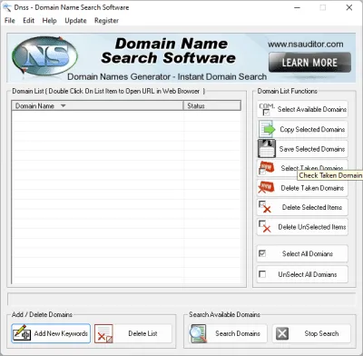 Скриншот приложения DNSS Domain Name Search Software - №1