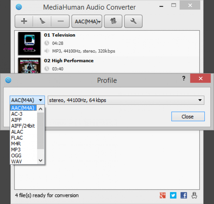 mediahuman audio converter compression level