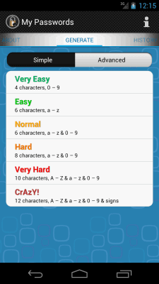 Скриншот приложения My Passwords Generator - №1