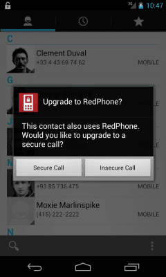 Скриншот приложения RedPhone Private Calls - №3