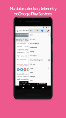Скриншот приложения Waterfox Privacy Web Browser для Android - №3