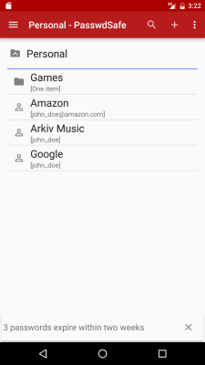 Скриншот приложения PasswdSafe - №3