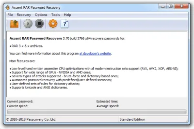 Скриншот приложения Accent RAR Password Recovery - №1