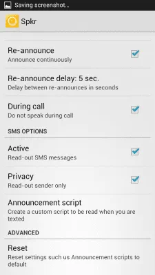 Скриншот приложения Диктор для звонков и SMS - №2