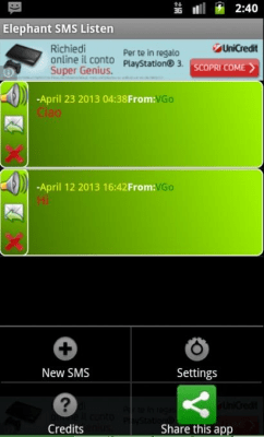 Скриншот приложения Elephant SMS Listen - №3