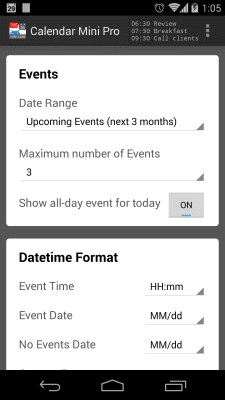 Скриншот приложения Календарь Mini - №6