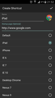 Скриншот приложения Chrome User Agent Switcher - №3