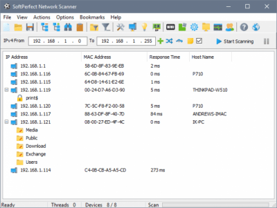 Скриншот приложения SoftPerfect Network Scanner - №1