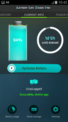 Скриншот приложения Battery Life Saver for Android - №1