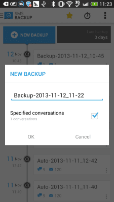 Скриншот приложения SMS Backup & Restore (Kitkat) - №2