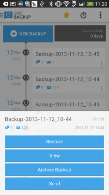 Скриншот приложения SMS Backup & Restore (Kitkat) - №4