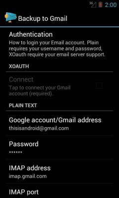 Скриншот приложения Backup To Email - №2