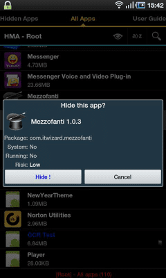 Скриншот приложения Hide Apps Trial - Root - №3
