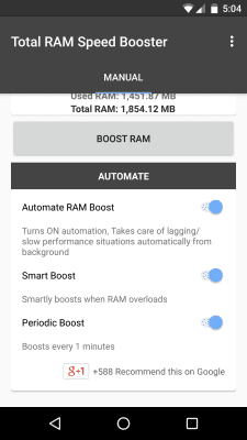 Скриншот приложения Total RAM Booster Free - №2