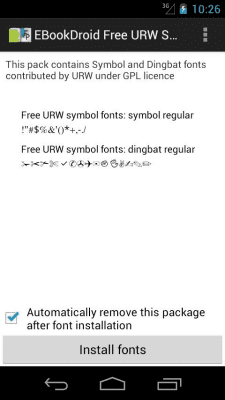 Скриншот приложения EBookDroid URW Symbol FontPack - №1