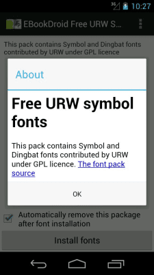 Скриншот приложения EBookDroid URW Symbol FontPack - №2