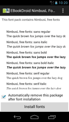 Скриншот приложения EBookDroid NimbusL FontPack - №1