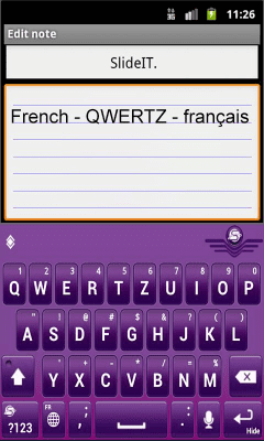 Скриншот приложения SlideIT French QWERTZ Pack - №2