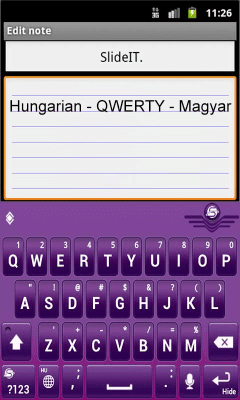 Скриншот приложения SlideIT Hungarian QWERTY Pack - №2