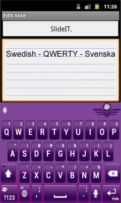 Скриншот приложения SlideIT Swedish QWERTY Pack - №2