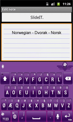 Скриншот приложения SlideIT Norwegian Dvorak Pack - №2