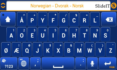 Скриншот приложения SlideIT Norwegian Dvorak Pack - №3