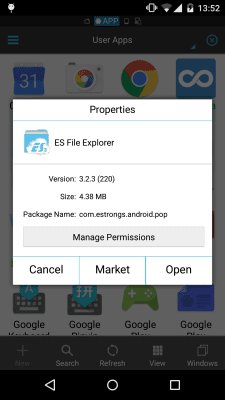 Скриншот приложения ES Permission Manager plugin - №1