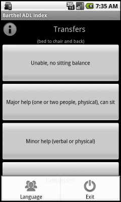 Скриншот приложения Индекс Бартела - №3