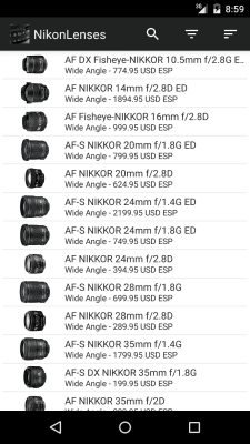 Скриншот приложения NikonLenses - №1