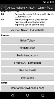 Скриншот приложения NikonLenses - №3