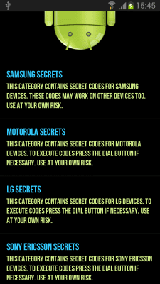 Скриншот приложения Secret Codes for Android - №1