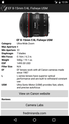 Скриншот приложения CanonLenses - №4