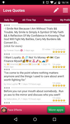 Скриншот приложения AppTornado Love Quotes - №3