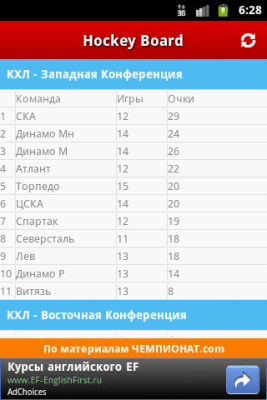Скриншот приложения КХЛ: Hockey Board - №4